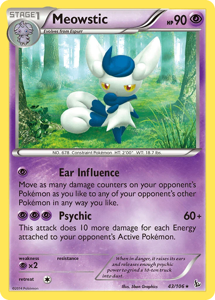 43, Normal, Psychic, Psychic[×2], Rare, Reverse Holofoil, XY: Flashfire Meowstic (43/106) [XY: Flashfire] - Trading Card World