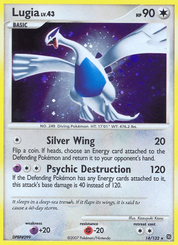 14, Colorless, Diamond & Pearl: Secret Wonders, Fighting[-20], Holo Rare, Holofoil, Psychic[+20], Reverse Holofoil Lugia (14/132) [Diamond & Pearl: Secret Wonders] - Trading Card World