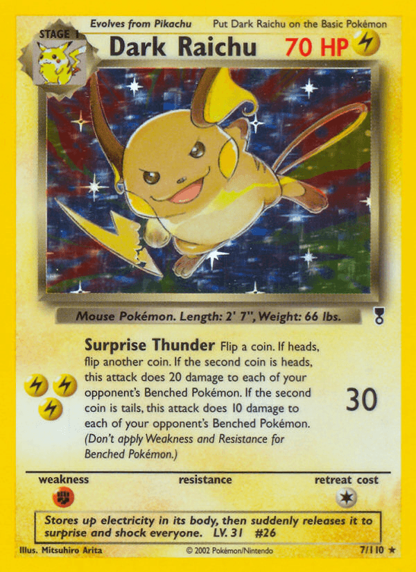 Fighting[×2], Holo Rare, Holofoil, Legendary Collection, Lightning, Reverse Holofoil Dark Raichu (7/110) [Legendary Collection] - Trading Card World