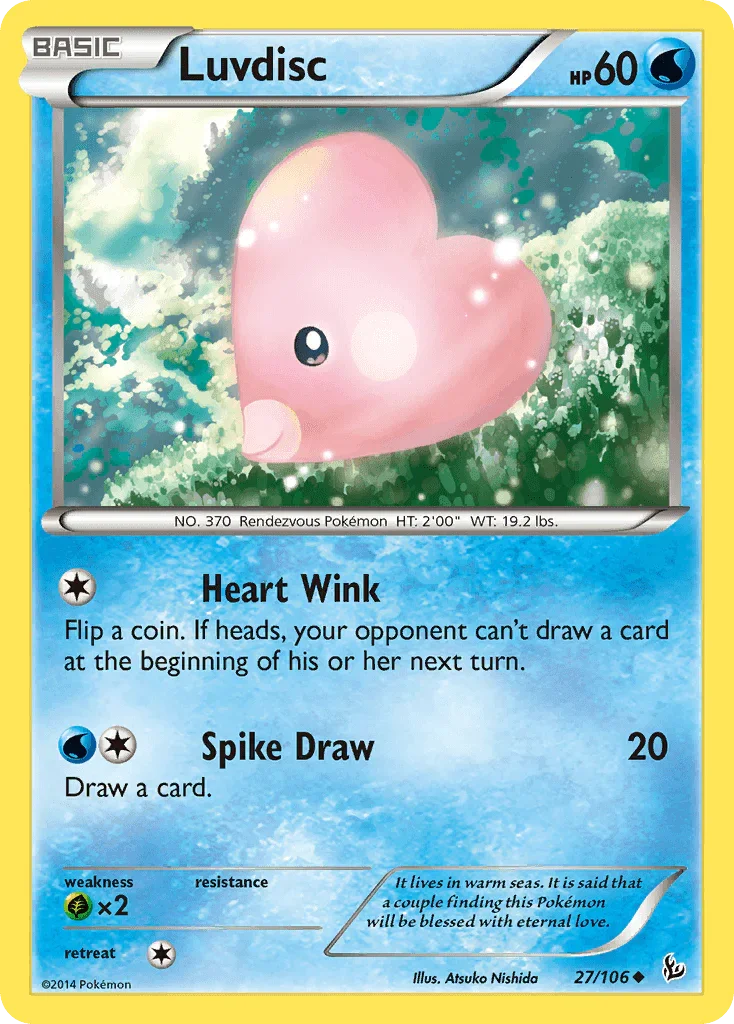 27, Grass[×2], Normal, Reverse Holofoil, Uncommon, Water, XY: Flashfire Luvdisc (27/106) [XY: Flashfire] - Trading Card World