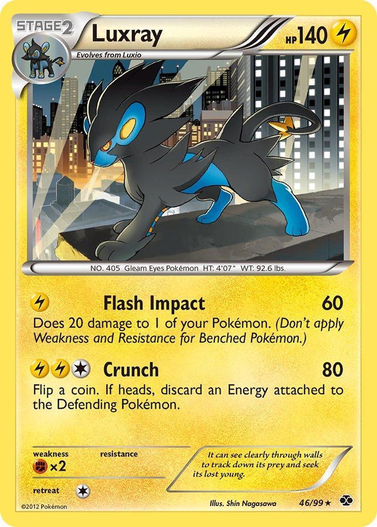 46, Black & White: Next Destinies, Fighting[×2], Holo Rare, Holofoil, Lightning Luxray (46/99) (Cracked Ice Holo) (Blister Exclusive) [Black & White: Next Destinies] - Trading Card World