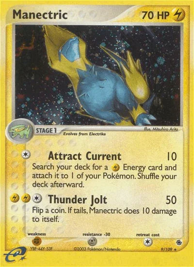EX: Ruby & Sapphire, Fighting[×2], Holo Rare, Holofoil, Lightning, Metal[-30], Reverse Holofoil Manectric (9/109) [EX: Ruby & Sapphire] - Trading Card World