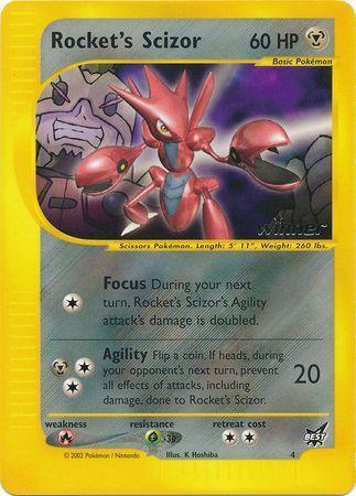 Best of Promos, Fire[×2], Grass[-30], Holofoil, Metal, noPrice, Normal, Promo, Reverse Holofoil Rocket's Scizor (4) (Winner) [Best of Promos] - Trading Card World