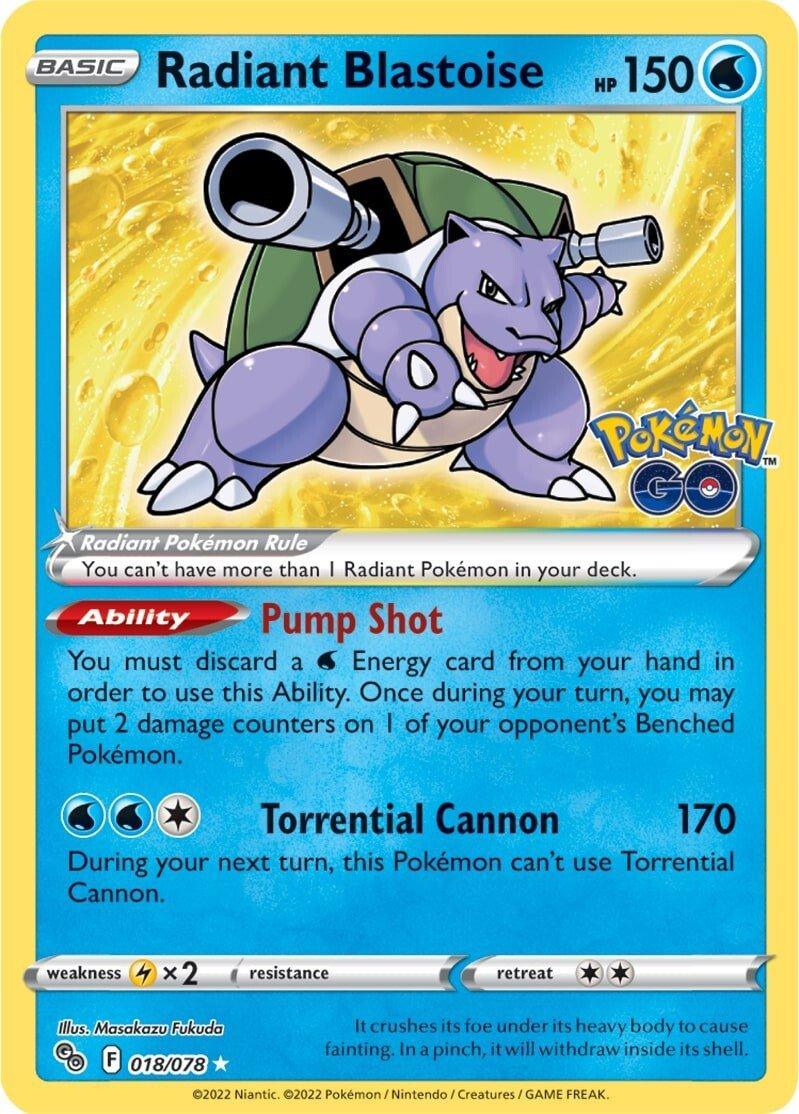 018, Holofoil, Lightning [x2], Pokémon GO, Ultra Rare, Water Radiant Blastoise (018/078) [Pokémon GO] - Trading Card World