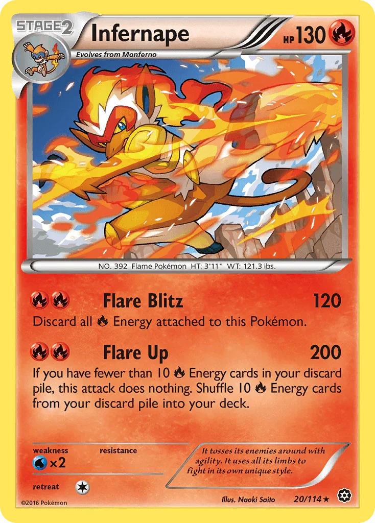20, Fire, Holo Rare, Holofoil, Reverse Holofoil, Water[×2], XY: Steam Siege Infernape (20/114) [XY: Steam Siege] - Trading Card World