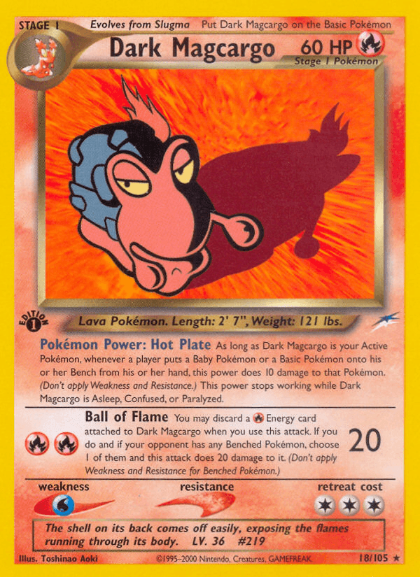 18, 1st Edition Normal, Fire, Neo Destiny 1st Edition, Rare, Water[×2] Dark Magcargo (18/105) [Neo Destiny 1st Edition] - Trading Card World