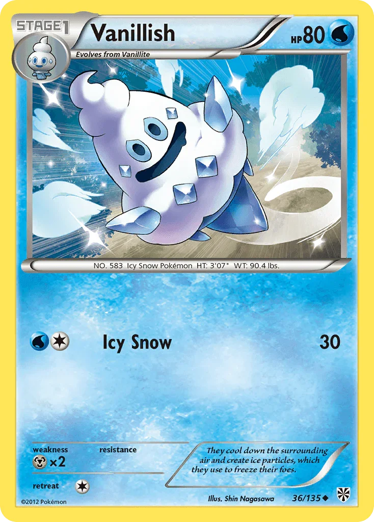 36, Black & White: Plasma Storm, Metal[×2], Normal, Reverse Holofoil, Uncommon, Water Vanillish (36/135) [Black & White: Plasma Storm] - Trading Card World