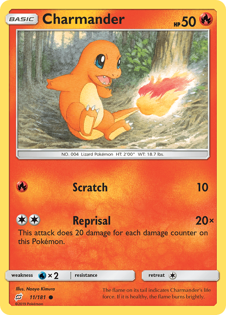 11, Common, Fire, Normal, Reverse Holofoil, Sun & Moon: Team Up, Water[×2] Charmander (11/181) [Sun & Moon: Team Up] - Trading Card World