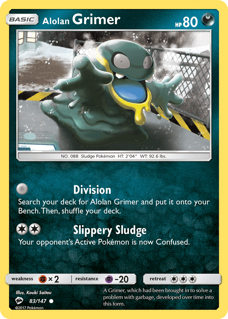 83, Common, Darkness, Fighting[×2], Normal, Psychic[-20], Reverse Holofoil, Sun & Moon: Burning Shadows Alolan Grimer (83/147) [Sun & Moon: Burning Shadows] - Trading Card World