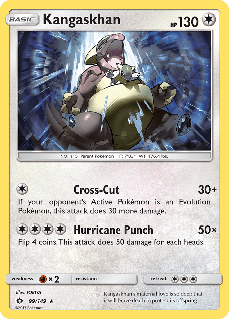 99, Colorless, Fighting[×2], Holo Rare, Holofoil, Reverse Holofoil, Sun & Moon: Base Set Kangaskhan (99/149) [Sun & Moon: Base Set] - Trading Card World