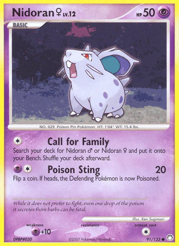 91, Common, Diamond & Pearl: Mysterious Treasures, Normal, Psychic, Psychic[+10], Reverse Holofoil Nidoran (91/123) (Female) [Diamond & Pearl: Mysterious Treasures] - Trading Card World
