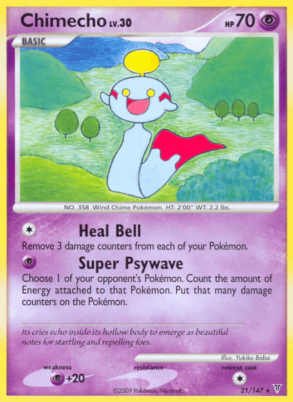 21, Normal, Platinum: Supreme Victors, Psychic, Psychic[+20], Rare, Reverse Holofoil Chimecho (21/147) [Platinum: Supreme Victors] - Trading Card World