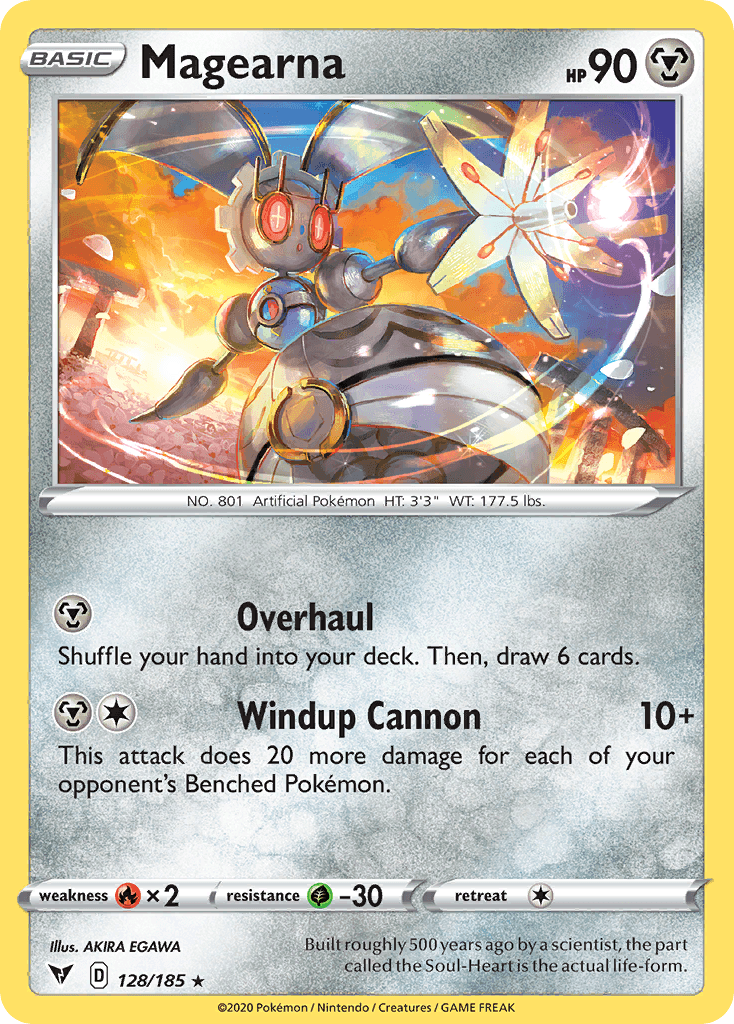 128, Fire [x2], Grass [-30], Metal, Normal, Rare, Sword & Shield: Vivid Voltage Magearna (128/185) (Theme Deck Exclusive) [Sword & Shield: Vivid Voltage] - Trading Card World
