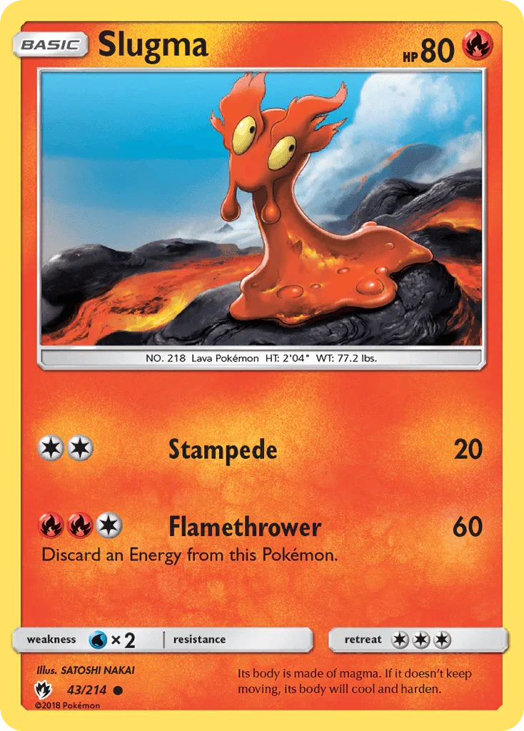 43, Common, Fire, Normal, Reverse Holofoil, Sun & Moon: Lost Thunder, Water[×2] Slugma (43/214) [Sun & Moon: Lost Thunder] - Trading Card World
