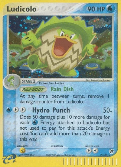 EX: Sandstorm, Holo Rare, Holofoil, Lightning[×2], Reverse Holofoil, Water Ludicolo (7/100) [EX: Sandstorm] - Trading Card World
