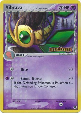 42, EX: Dragon Frontiers, Psychic, Reverse Holofoil, Uncommon Vibrava (42/101) (Delta Species) (Stamped) [EX: Dragon Frontiers] - Trading Card World