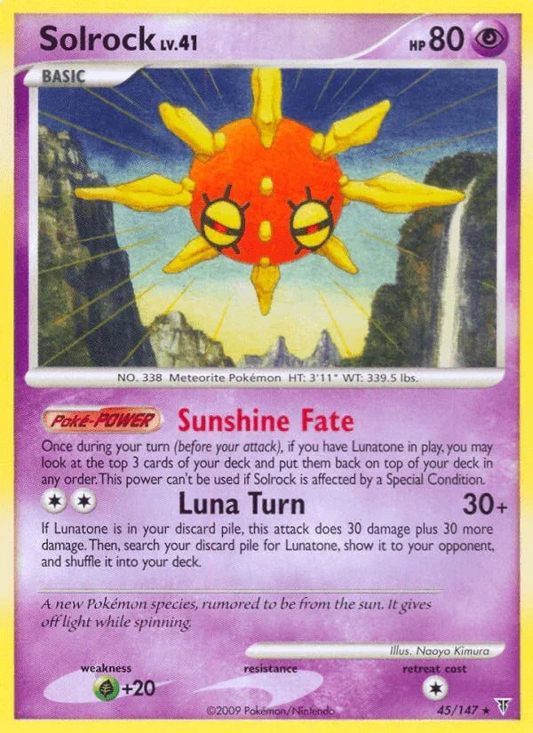 45, Grass[+20], Normal, Platinum: Supreme Victors, Psychic, Rare, Reverse Holofoil Solrock (45/147) [Platinum: Supreme Victors] - Trading Card World