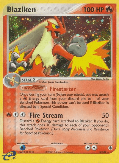 EX: Ruby & Sapphire, Fire, Holo Rare, Holofoil, Reverse Holofoil, Water[×2] Blaziken (3/109) [EX: Ruby & Sapphire] - Trading Card World