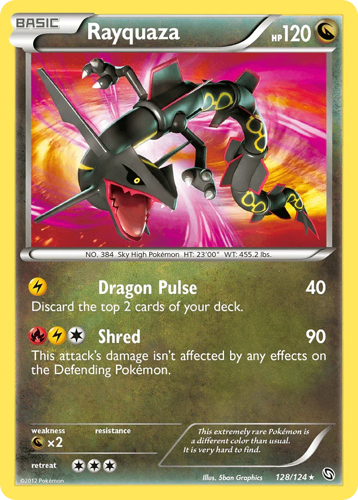 128, Black & White: Dragons Exalted, Dragon, Dragon[×2], Holofoil, Secret Rare Rayquaza (128/124) [Black & White: Dragons Exalted] - Trading Card World