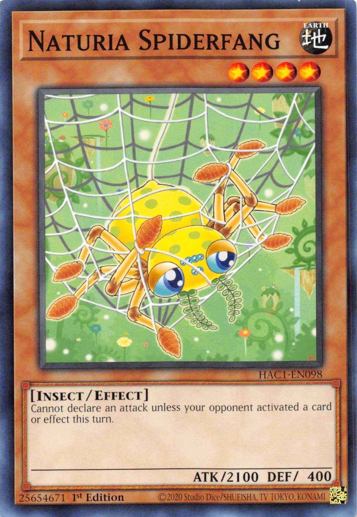 1st Edition, Common, Earth, Effect Monster, Hidden Arsenal: Chapter 1, Insect Naturia Spiderfang [HAC1-EN098] Common - Trading Card World