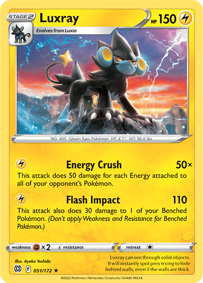 051, Fighting [x2], Lightning, Normal, Rare, Reverse Holofoil, Sword & Shield: Brilliant Stars Luxray (051/172) [Sword & Shield: Brilliant Stars] - Trading Card World