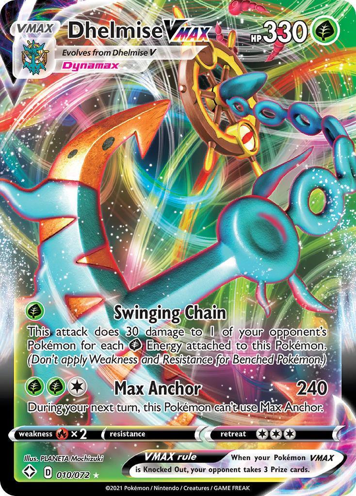 010, Fire[×2], Grass, Holofoil, Sword & Shield: Shining Fates, Ultra Rare Dhelmise VMAX (010/072) [Sword & Shield: Shining Fates] - Trading Card World