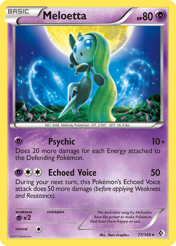 77, Black & White: Boundaries Crossed, Normal, Psychic, Psychic [x2], Rare Meloetta (77/149) (Theme Deck Exclusive) [Black & White: Boundaries Crossed] - Trading Card World