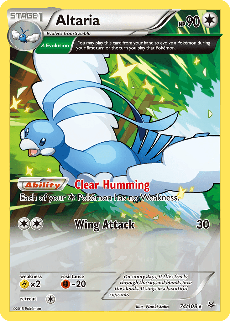 74, Colorless, Fighting[-20], Lightning[×2], Normal, Rare, Reverse Holofoil, XY: Roaring Skies Altaria (74/108) [XY: Roaring Skies] - Trading Card World