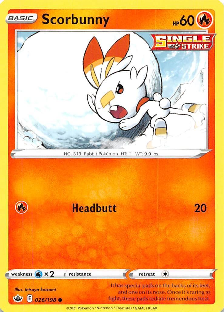 026, Common, Fire, Normal, Reverse Holofoil, Sword & Shield: Chilling Reign, Water [x2] Scorbunny (026/198) [Sword & Shield: Chilling Reign] - Trading Card World