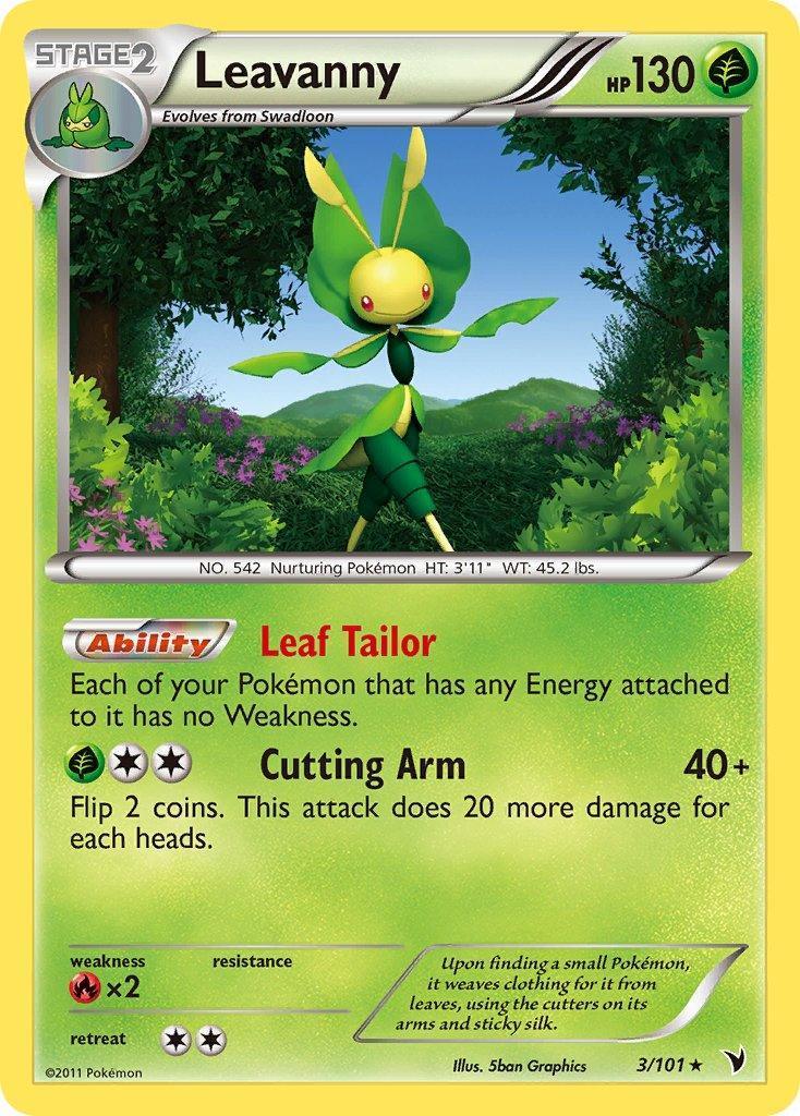 Black & White: Noble Victories, Fire[×2], Grass, Normal, Rare Leavanny (3/101) (Theme Deck Exclusive) [Black & White: Noble Victories] - Trading Card World