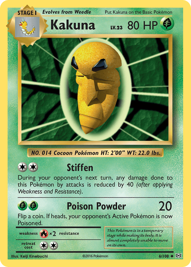 Fire[×2], Grass, Normal, Reverse Holofoil, Uncommon, XY: Evolutions Kakuna (6/108) [XY: Evolutions] - Trading Card World