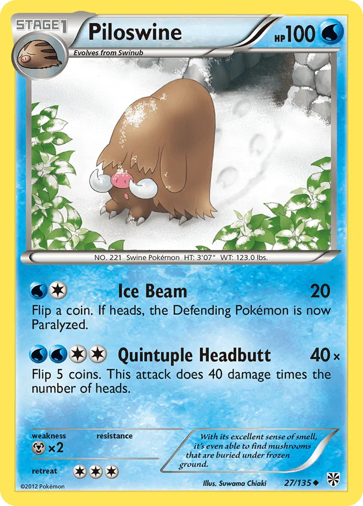 27, Black & White: Plasma Storm, Metal[×2], Normal, Reverse Holofoil, Uncommon, Water Piloswine (27/135) [Black & White: Plasma Storm] - Trading Card World
