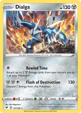 121, Fire[×2], Grass[-30], Metal, Normal, Rare, Sword & Shield: Vivid Voltage Dialga (121/185) (Theme Deck Exclusive) [Sword & Shield: Vivid Voltage] - Trading Card World