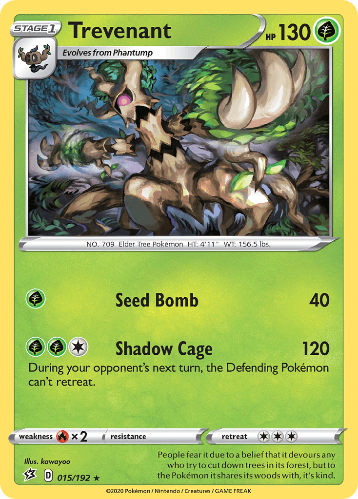 015, Fire[×2], Grass, Normal, Rare, Reverse Holofoil, Sword & Shield: Rebel Clash Trevenant (015/192) [Sword & Shield: Rebel Clash] - Trading Card World