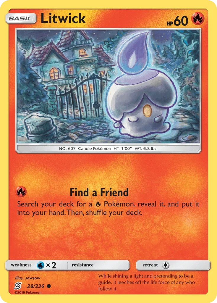 28, Common, Fire, Normal, Reverse Holofoil, Sun & Moon: Unified Minds, Water[×2] Litwick (28/236) [Sun & Moon: Unified Minds] - Trading Card World