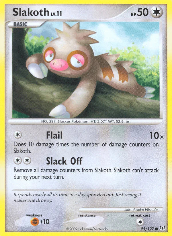 95, Colorless, Common, Fighting[+10], Normal, Platinum: Base Set, Reverse Holofoil Slakoth (95/127) [Platinum: Base Set] - Trading Card World