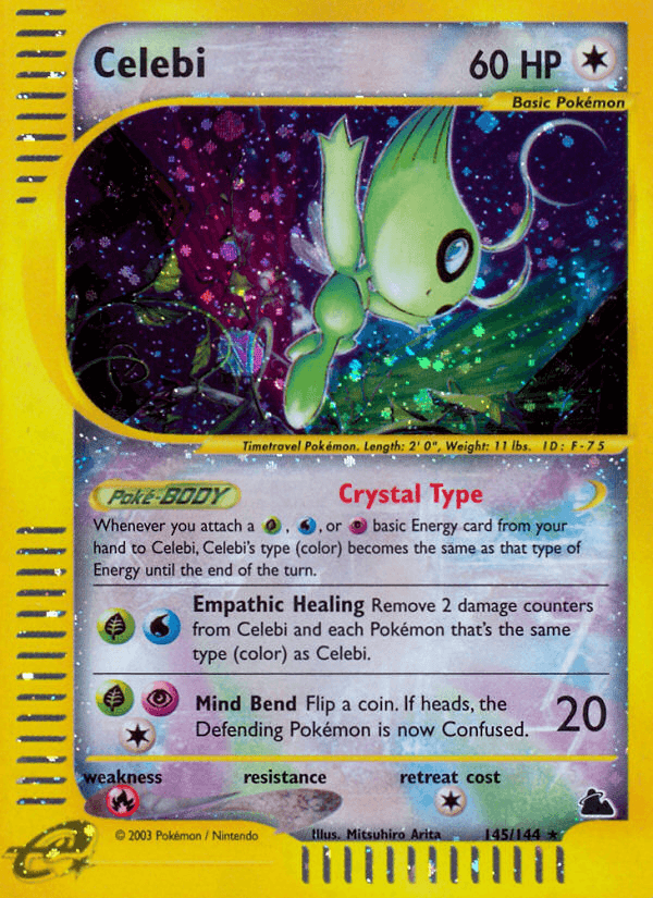 145, Colorless, Fire[×2], Holofoil, Reverse Holofoil, Secret Rare, Skyridge Celebi (145/144) [Skyridge] - Trading Card World