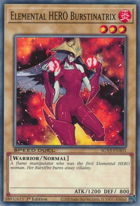 1st Edition, Common, Fire, Normal Monster, Speed Duel GX: Duelists of Shadows, Warrior Elemental HERO Burstinatrix [SGX3-ENA03] Common - Trading Card World