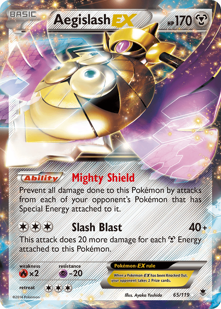 65, Fire[×2], Holofoil, Metal, Psychic[-20], Ultra Rare, XY: Phantom Forces Aegislash EX (65/119) [XY: Phantom Forces] - Trading Card World