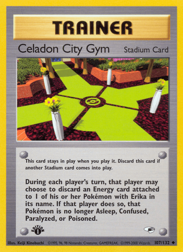 1st Edition Normal, Gym Heroes 1st Edition, Stadium, Uncommon Celadon City Gym (107/132) [Gym Heroes 1st Edition] - Trading Card World