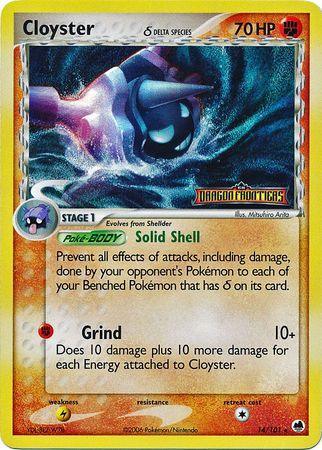 14, EX: Dragon Frontiers, Fighting, Lightning[×2], Rare, Reverse Holofoil Cloyster (14/101) (Delta Species) (Stamped) [EX: Dragon Frontiers] - Trading Card World