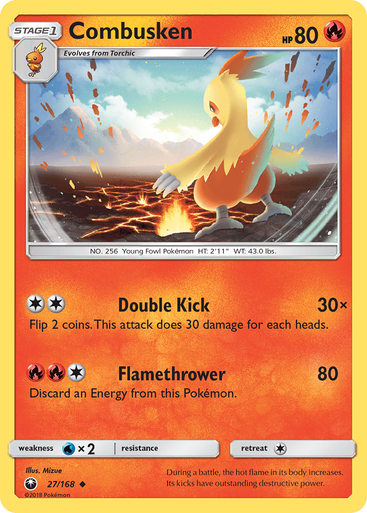 27, Fire, Normal, Reverse Holofoil, Sun & Moon: Celestial Storm, Uncommon, Water[×2] Combusken (27/168) [Sun & Moon: Celestial Storm] - Trading Card World