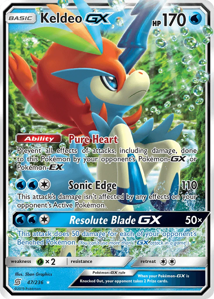 47, Grass[×2], Holofoil, Sun & Moon: Unified Minds, Ultra Rare, Water Keldeo GX (47/236) [Sun & Moon: Unified Minds] - Trading Card World