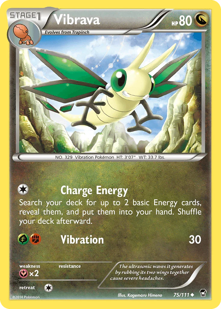 75, Dragon, Fairy[×2], Normal, Reverse Holofoil, Uncommon, XY: Furious Fists Vibrava (75/111) [XY: Furious Fists] - Trading Card World
