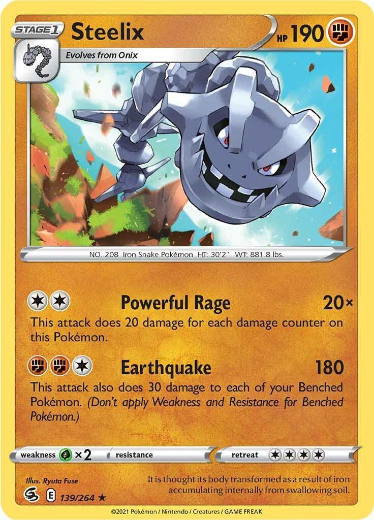 139, Fighting, Grass [x2], Holo Rare, Holofoil, Reverse Holofoil, Sword & Shield: Fusion Strike Steelix (139/264) [Sword & Shield: Fusion Strike] - Trading Card World