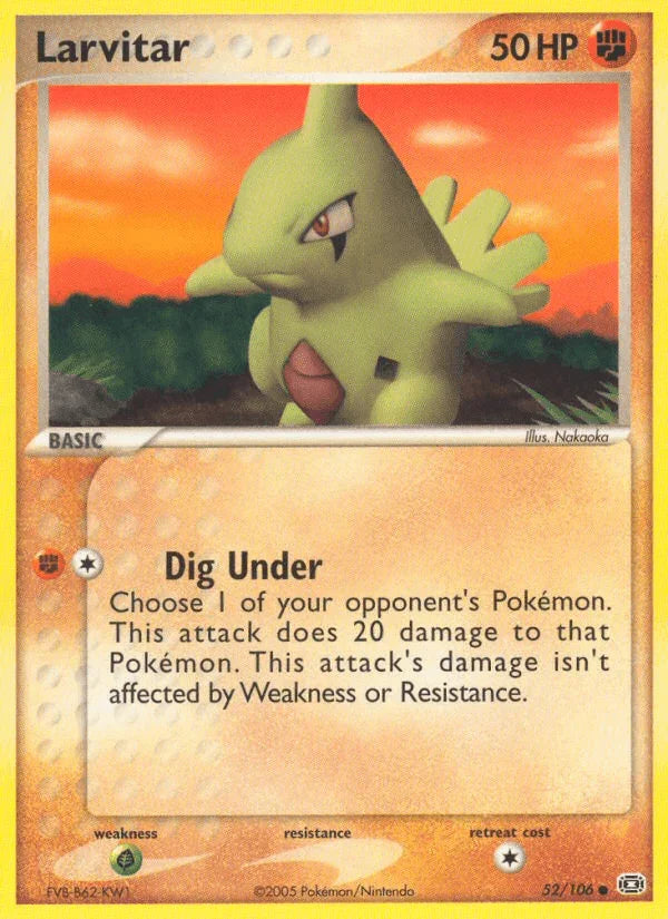 52, Common, EX: Emerald, Fighting, Grass[×2], Normal Larvitar (52/106) [EX: Emerald] - Trading Card World
