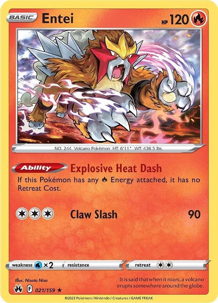 021, Fire, Holo Rare, Holofoil, Reverse Holofoil, Sword & Shield: Crown Zenith, Water [x2] Entei (021/159) [Sword & Shield: Crown Zenith] - Trading Card World