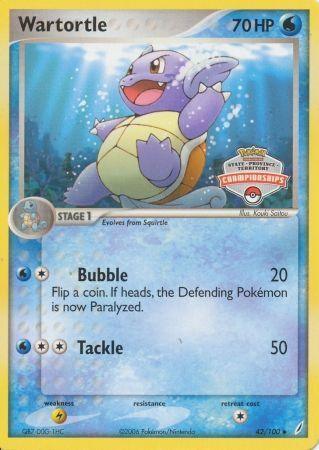 42, EX: Crystal Guardians, Lightning[×2], Normal, Promo, Water Wartortle (42/100) (States Championship Promo) [EX: Crystal Guardians] - Trading Card World