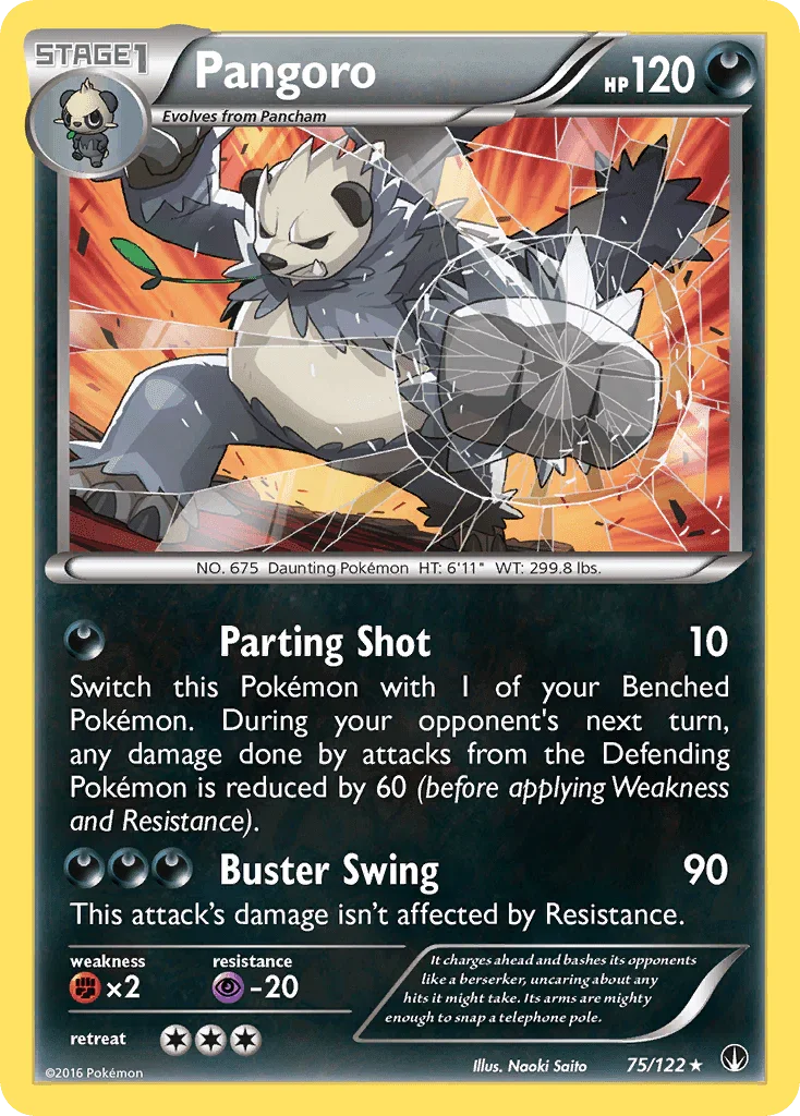75, Darkness, Fighting[×2], Normal, Psychic[-20], Rare, Reverse Holofoil, XY: BREAKpoint Pangoro (75/122) [XY: BREAKpoint] - Trading Card World