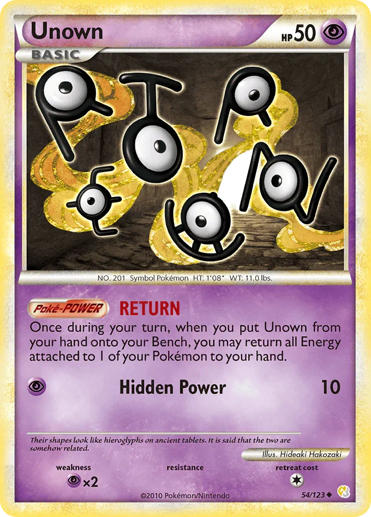 54, HeartGold & SoulSilver: Base Set, Normal, Psychic, Psychic[×2], Reverse Holofoil, Uncommon Unown (54/123) [HeartGold & SoulSilver: Base Set] - Trading Card World